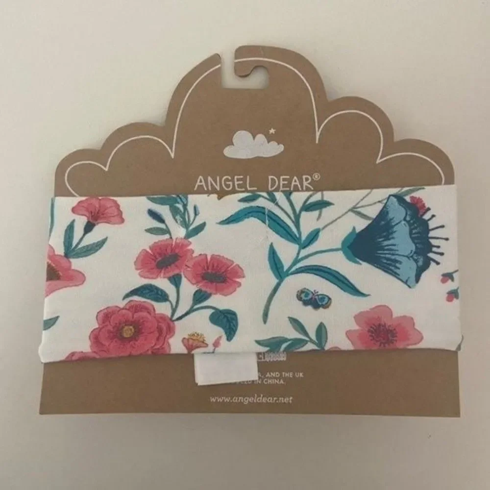 Angel Dear Floral Bamboo Knotted Bow Headband Baby Girls Size 0-12 Months NEW